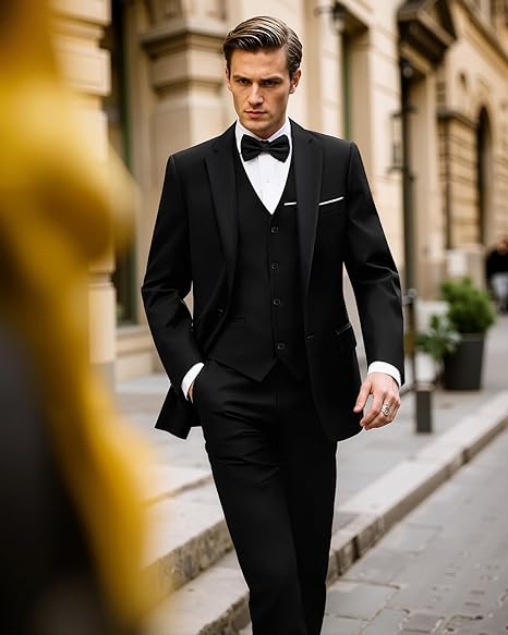 MAGE MALE Men's 3 Pieces Suit Elegant Solid
